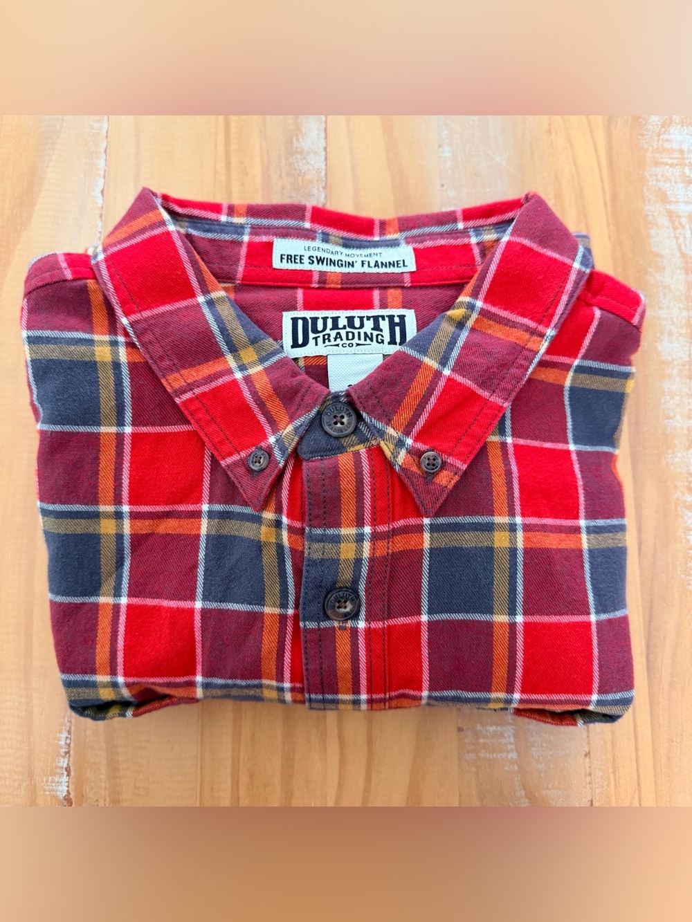 Duluth Trading Co. Free Swingin' Flannel Red Plaid Relaxed Fit Shirt 2XL